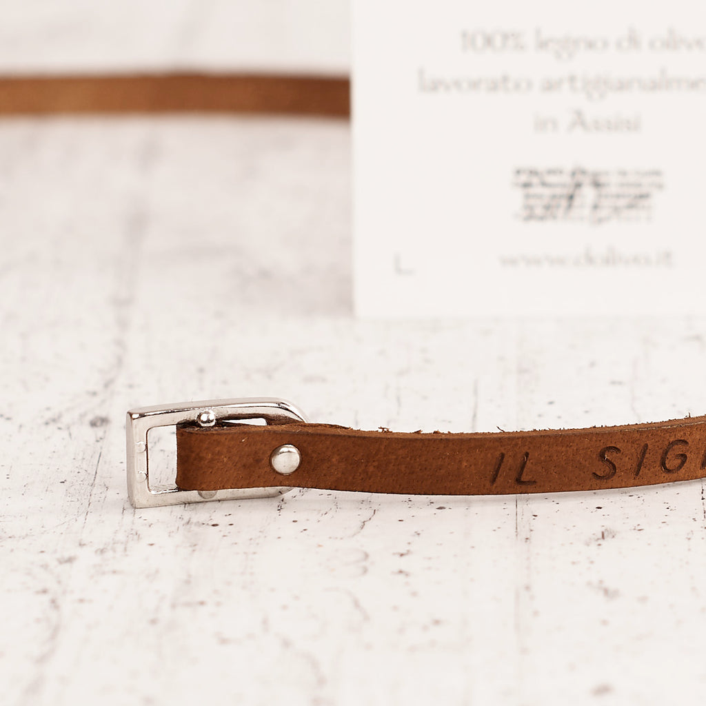 Bracciale in cuoio con benedizione di S. Francesco
