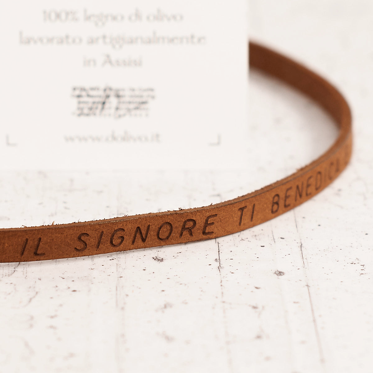 Bracciale in cuoio con benedizione di S. Francesco