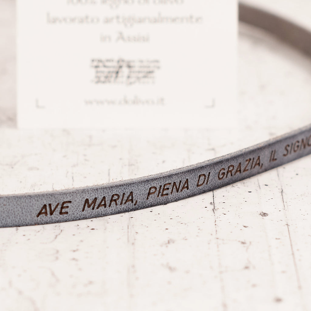Bracciale in cuoio con Ave Maria