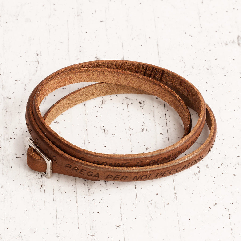 Bracciale in cuoio con Ave Maria