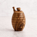 Olive wood honey pot