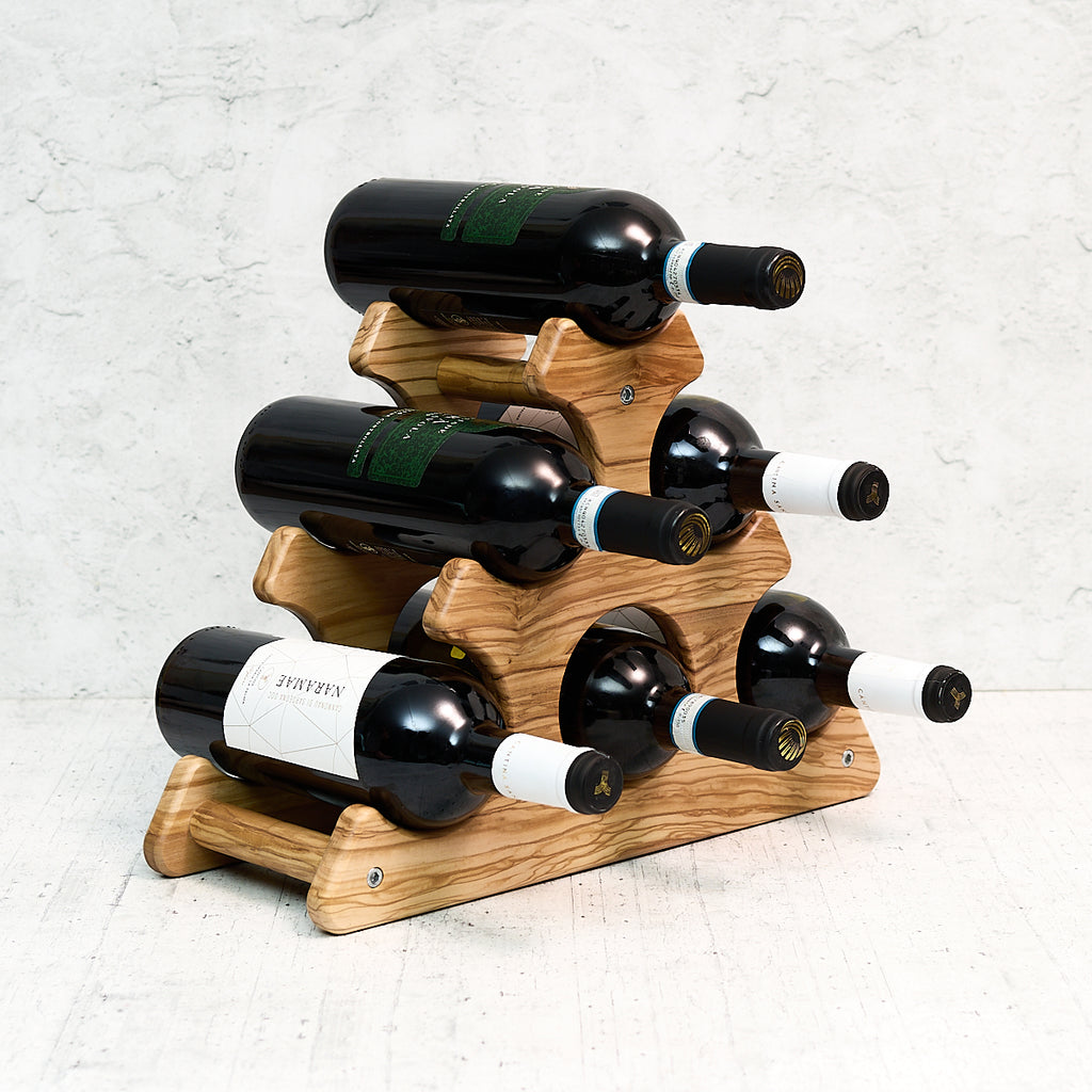 Olive wood wine rack
