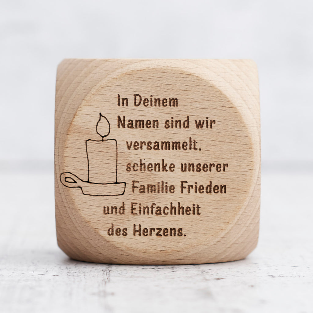 Wooden prayer dice (German language)