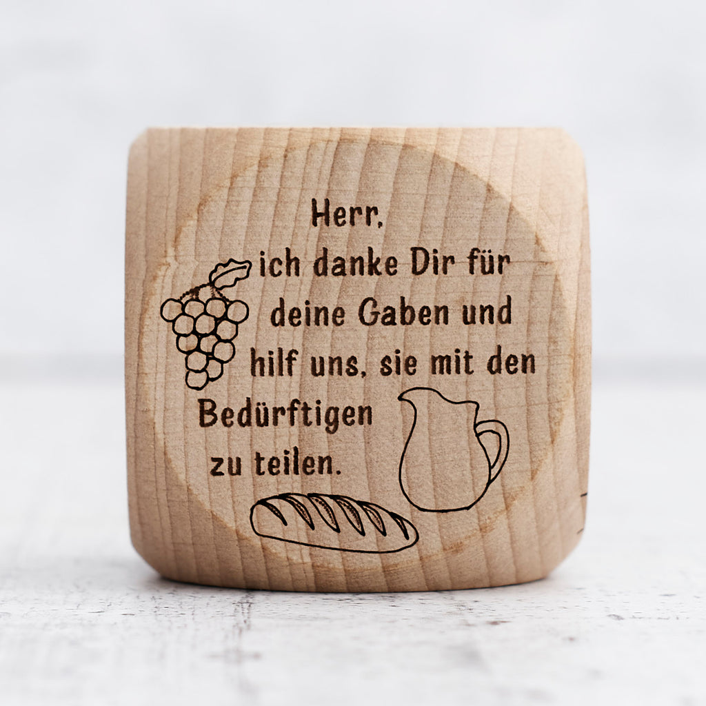 Wooden prayer dice (German language)