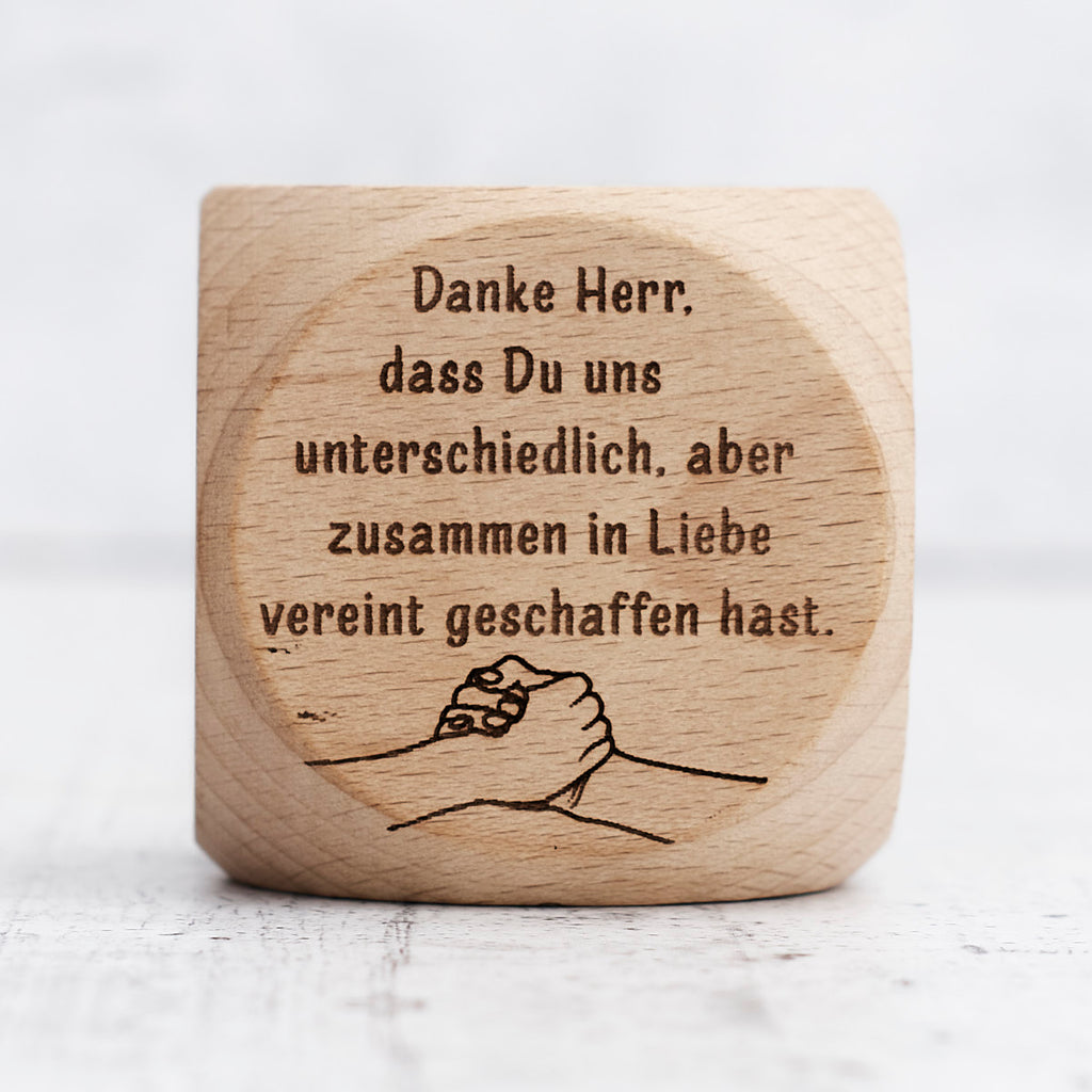 Wooden prayer dice (German language)