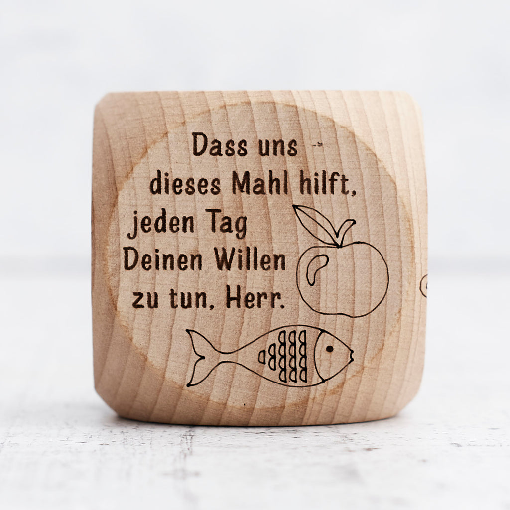 Wooden prayer dice (German language)