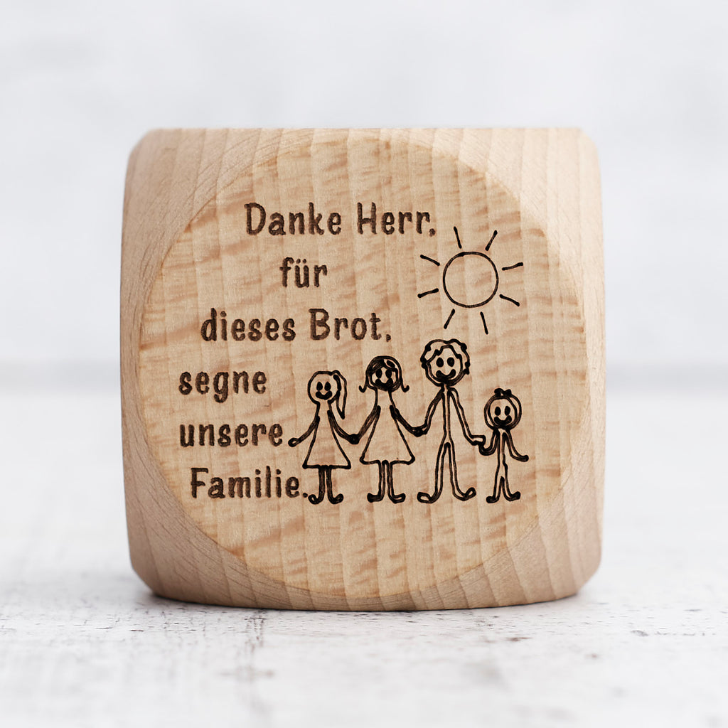 Wooden prayer dice (German language)