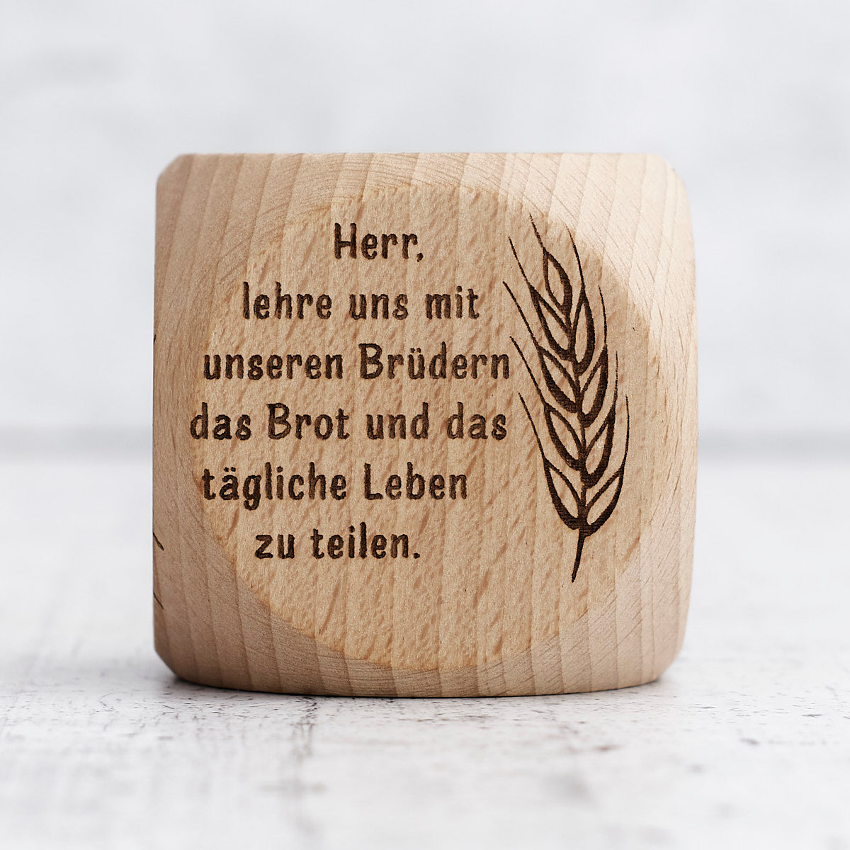 Wooden prayer dice (German language)