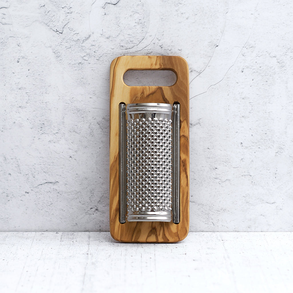 Flat olive wood grater