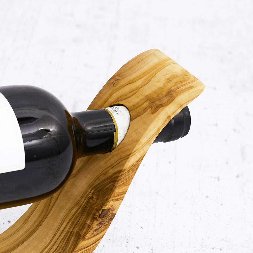"Essse" olive wood bottle holder