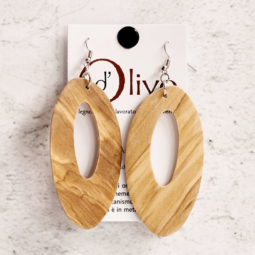 Mia. Olive wood earrings