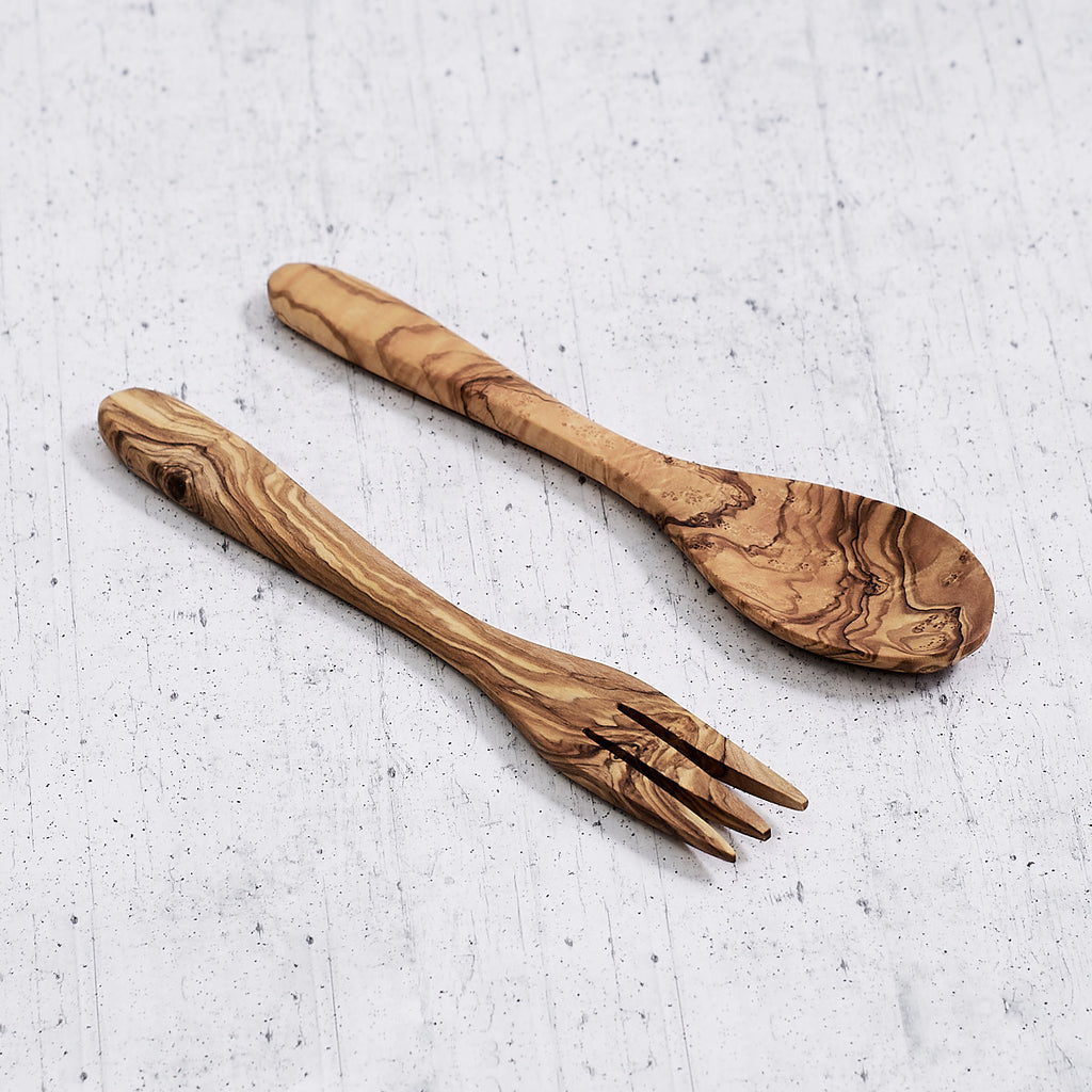 Classic olive wood cutlery set
