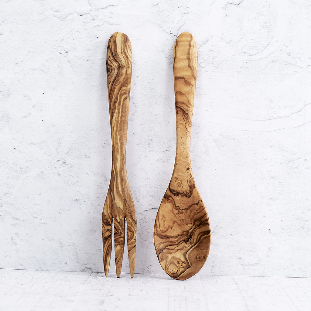 Classic olive wood cutlery set