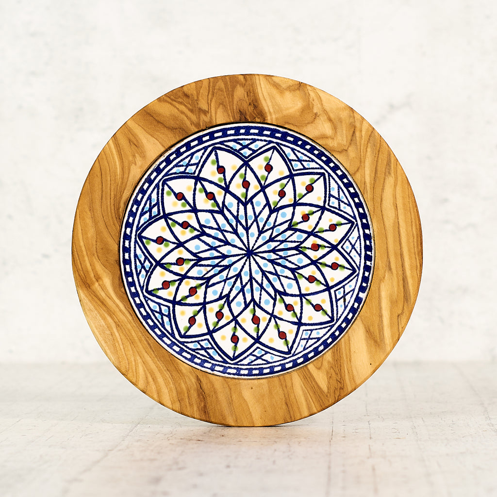 Coaster - olive wood and ceramic coaster