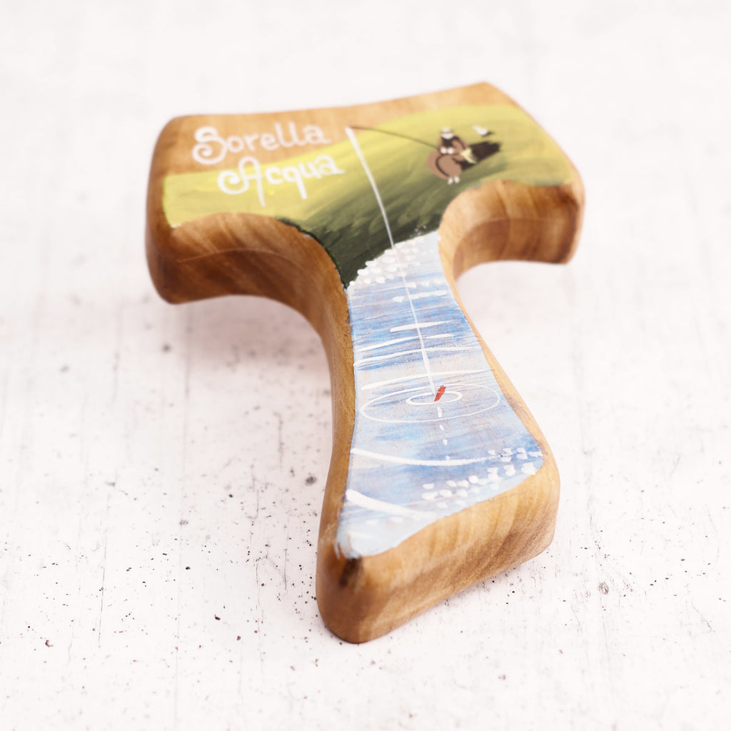 Tau Sister water hand-painted on olive wood