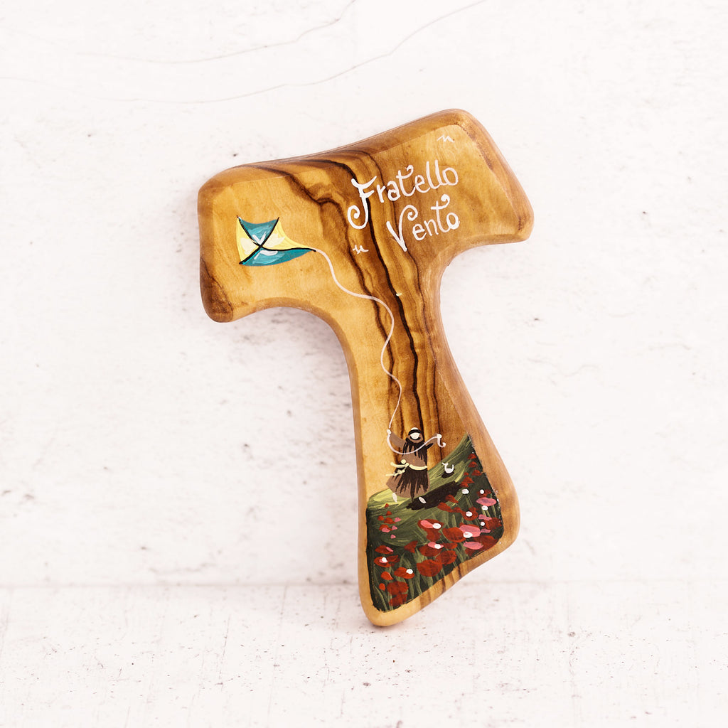 Tau Brother Wind hand-painted on olive wood
