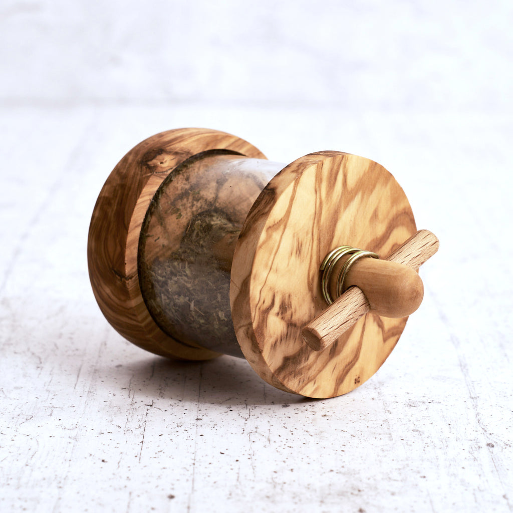 Olive wood spice grinder