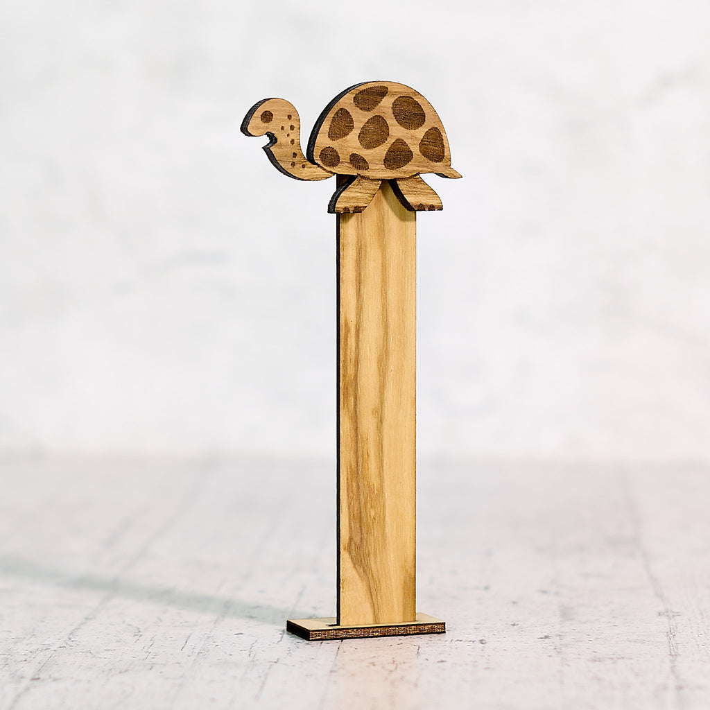 Olive wood bookmark turtle