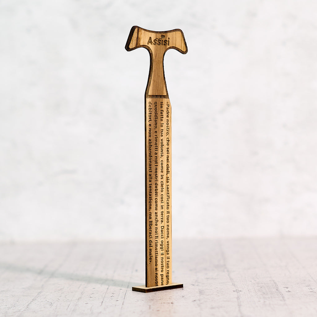 Olive wood bookmark Tau Our Father