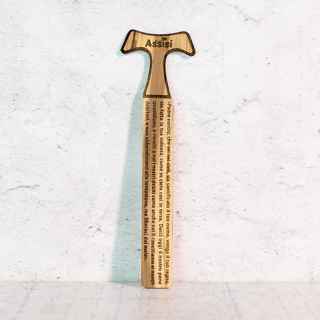 Olive wood bookmark Tau Our Father