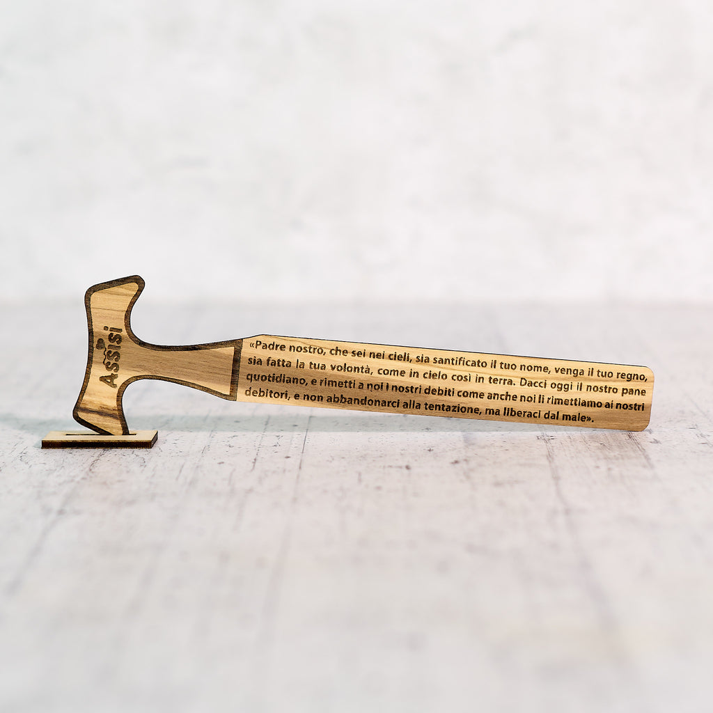 Olive wood bookmark Tau Our Father